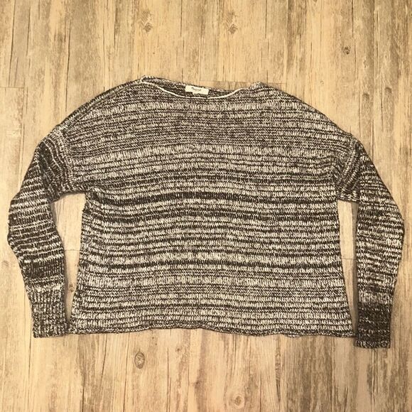 Madewell Grey Black Knit Oversized Sweater Sz XS Cozy Pullover - Picture 1 of 4